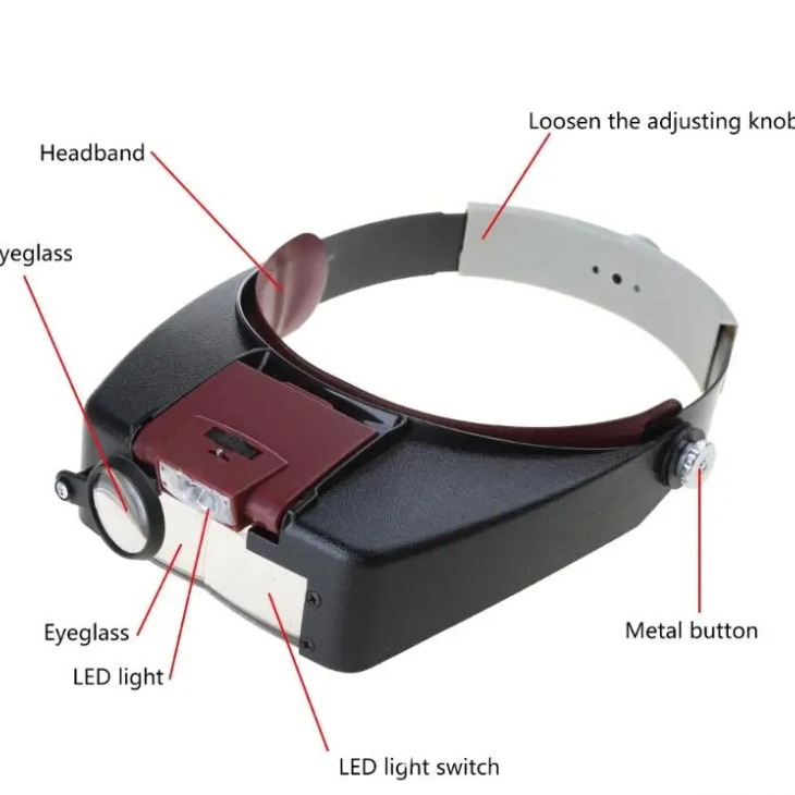 头戴式线路板维修钟表阅读看书牙科美容纹绣LED灯高倍眼镜放大镜