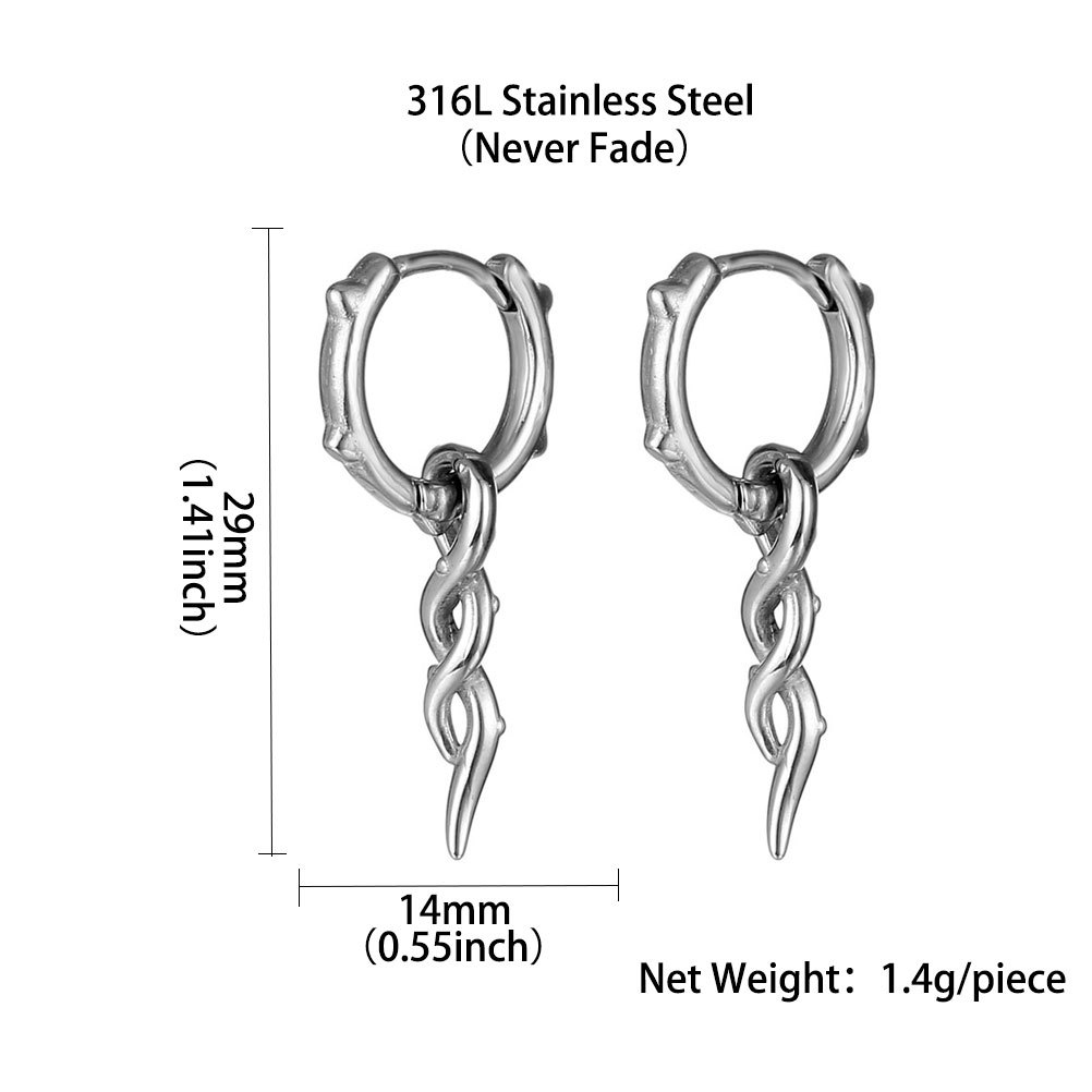 1 Piece Punk Geometric Titanium Steel Plating Men's Drop Earrings display picture 3