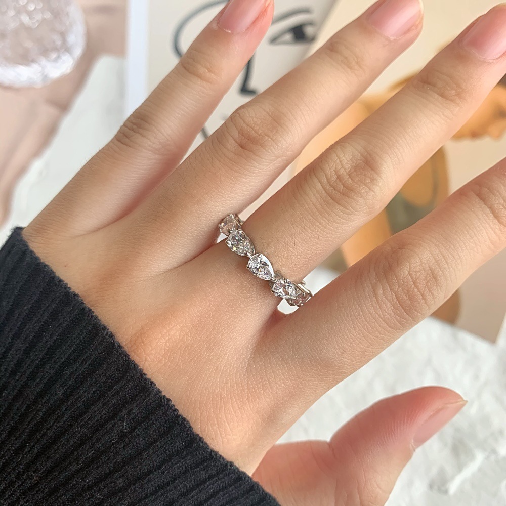 Women's Gender Plating, Inlay Design 925 Sterling Silver Zircon Geometric Rhombus Rings