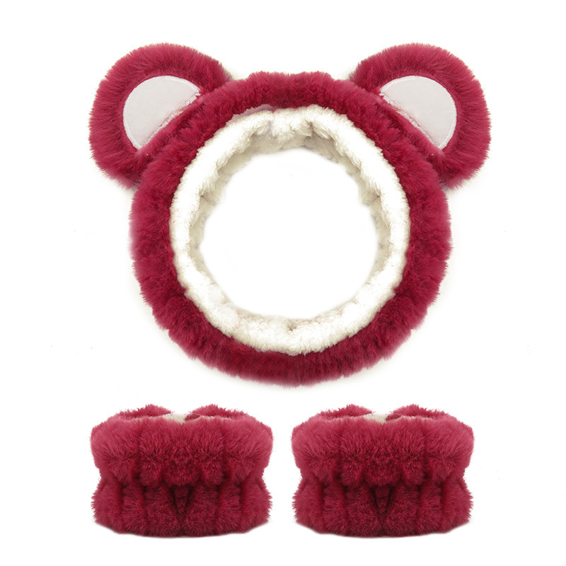 Transfronterizo cara lavado banda para el cabello correa para la muñeca Imitación Piel de conejo color sólido felpa impermeable banda para el cabello Amazon absorbente sudor-limpieza al por mayor