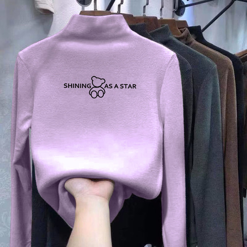 Y2545# Men and Women, Large and Small Children, Fleece Base Shirt, Top for Autumn and Winter, Thick Long Sleeve, Half High Collar, Children's Autumn Clothing Trend