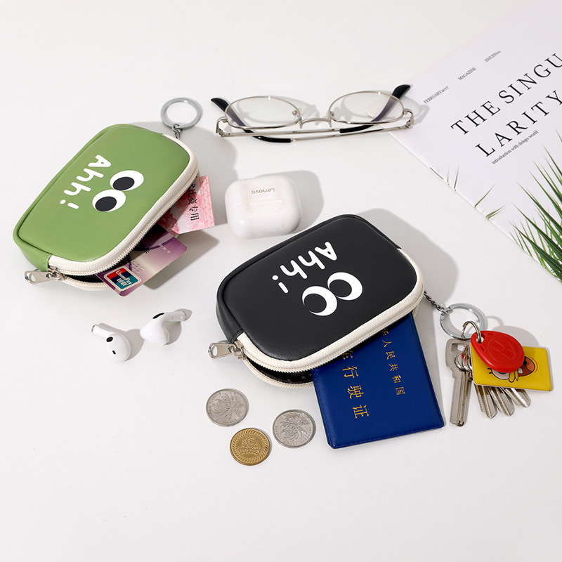 Mini bolso de cambio caricatura lindo coreano zip monedas bolsa de auriculares PU bolsa de cambio de estudiantes bolsa colgante