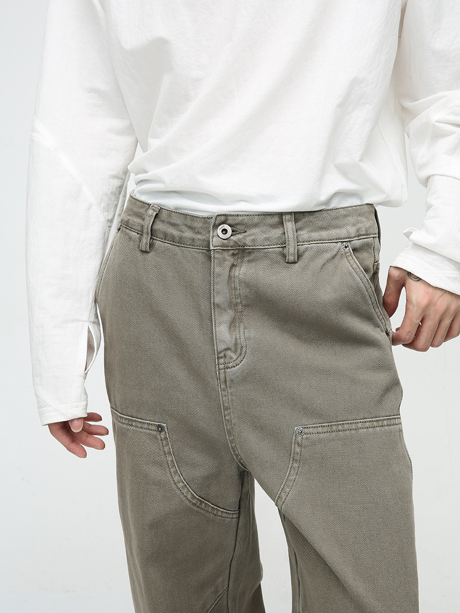 MTLClothes ropa de Hombre | 2023 cuatro estaciones nuevo vintage remache decorativo recto casual jeans hombres