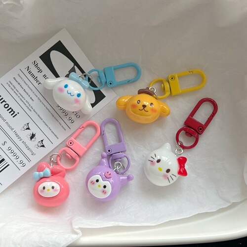 Round three-dimensional Sanrio keychain ins sweet girl school bag pendant best friend gift student jewelry