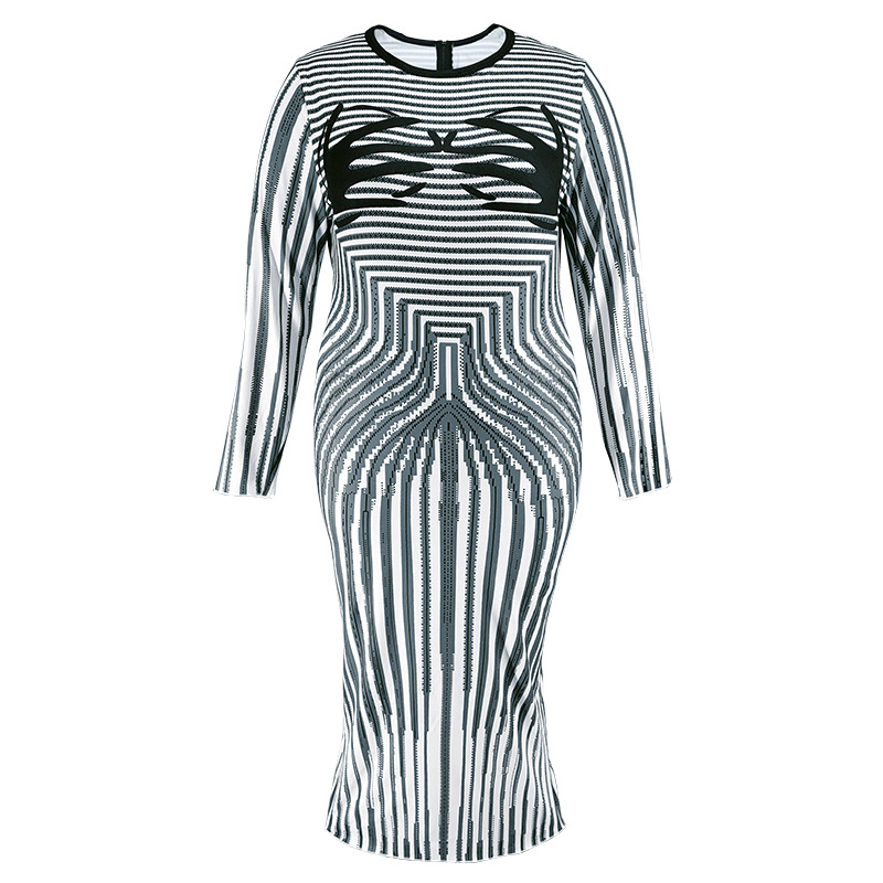 Women's Clothing Plus Size Women's Round Neck Slit Long Sleeve Dress Long Sleeve For Formal & Casual For Women_ecoleips.com
