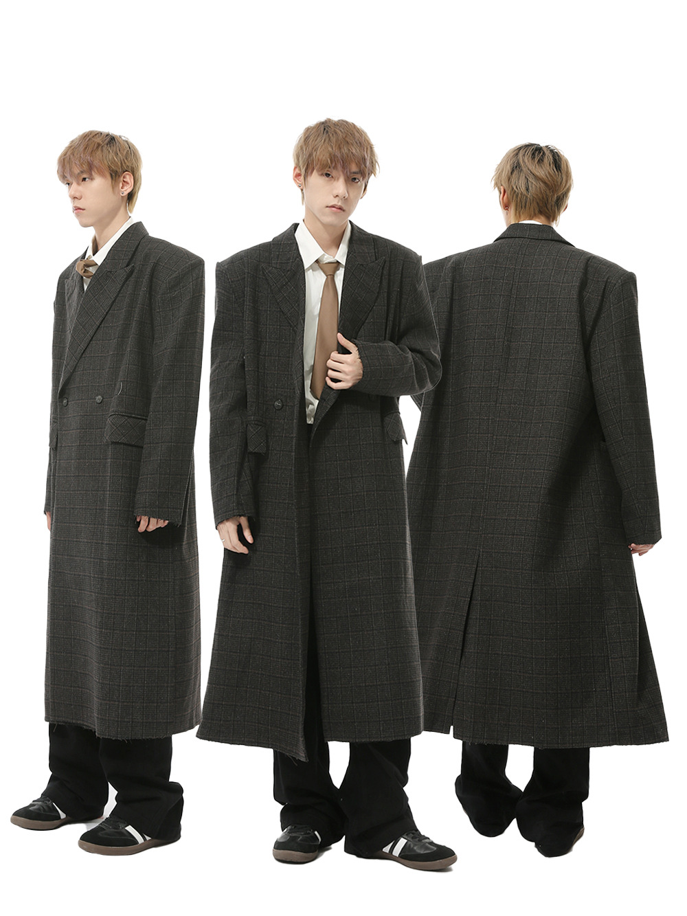 MTLCLOTHES Hombres| Nuevos productos de otoño de moda estricto suelto de lana almohadilla de hombro abrigo largo de alta calidad