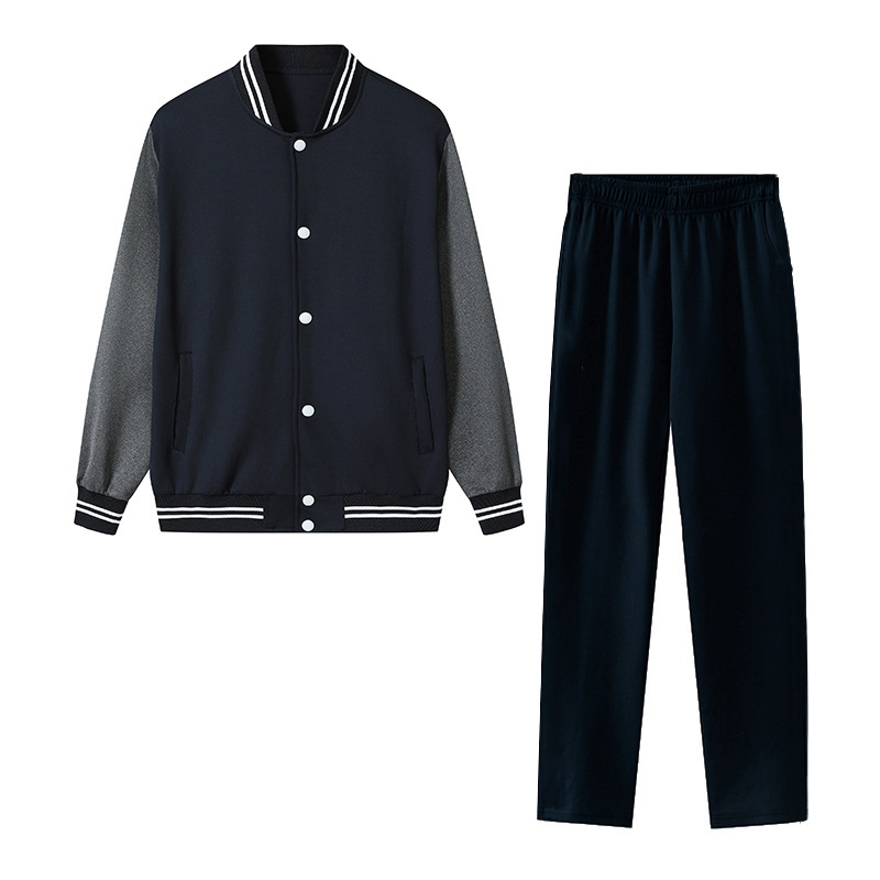 春秋季中小学生校服套装三件套初中生高中蓝白运动服酒红外套上衣|undefined