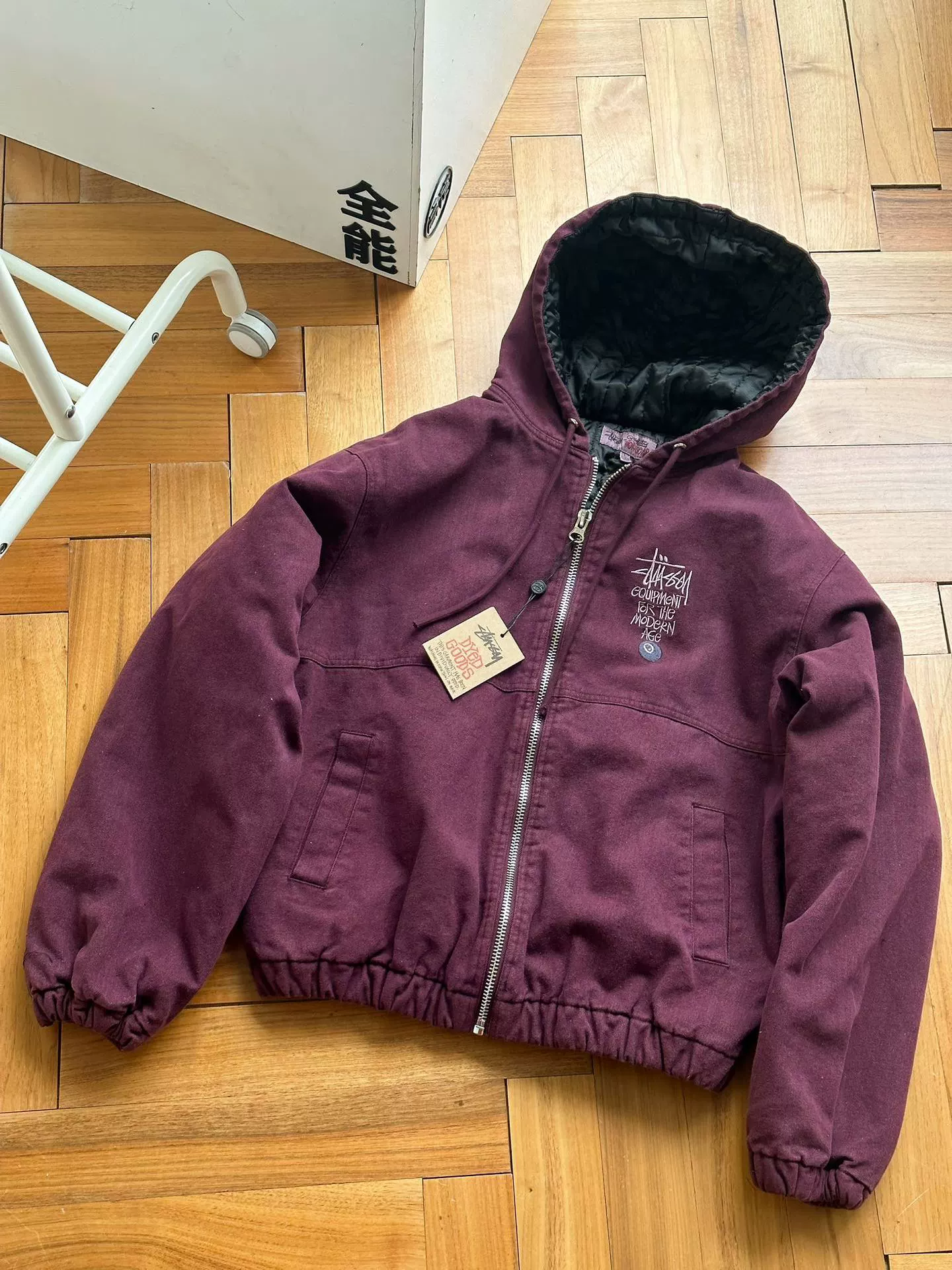 Pool, down jacket with zipper with hood, with embroidery, oversize
