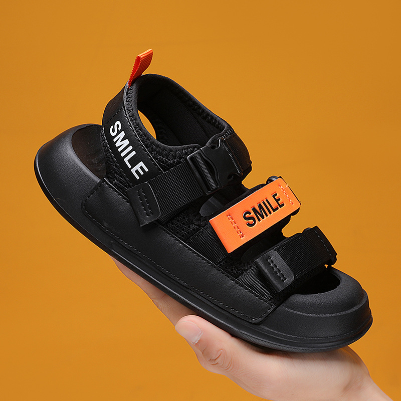 Children's Sandals Boys Summer New Non-slip Genuine Leather Middle and Large Children's Outwear Travel Cave Shoes Children's Beach Casual