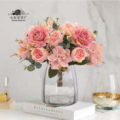 北歐ins仿真玫瑰婚慶手捧花束 婚禮攝影道具花藝家居裝飾仿真