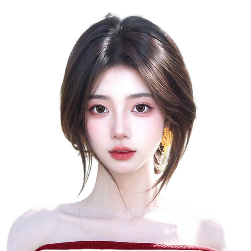 Peluca transfronteriza, flequillo falso, peluca, reemisión en la parte superior de la cabeza de la mujer, cantidad adicional, peluca de cabeza alta esponjosa, peluca de Xuchang