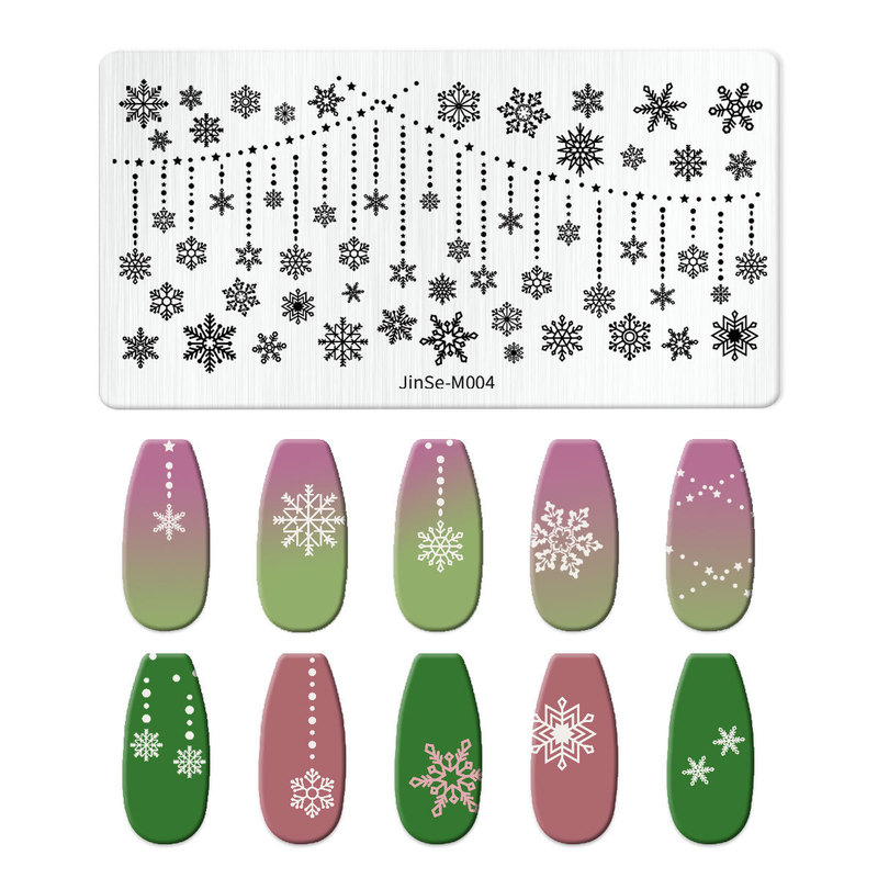 美甲印花钢板爆款雪花圣诞 NailSteelPlate转印指甲模板工具批发|undefined