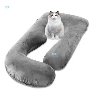 62 Inch J Shaped Body Pillow with Removable Velvet Cover Cross-Border