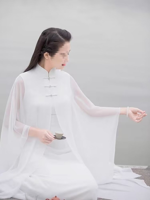 文学レトロ茶服女性の妖精禅ダンス服白ヨガヒーリング服瞑想瞑想服禅瞑想服|undefined