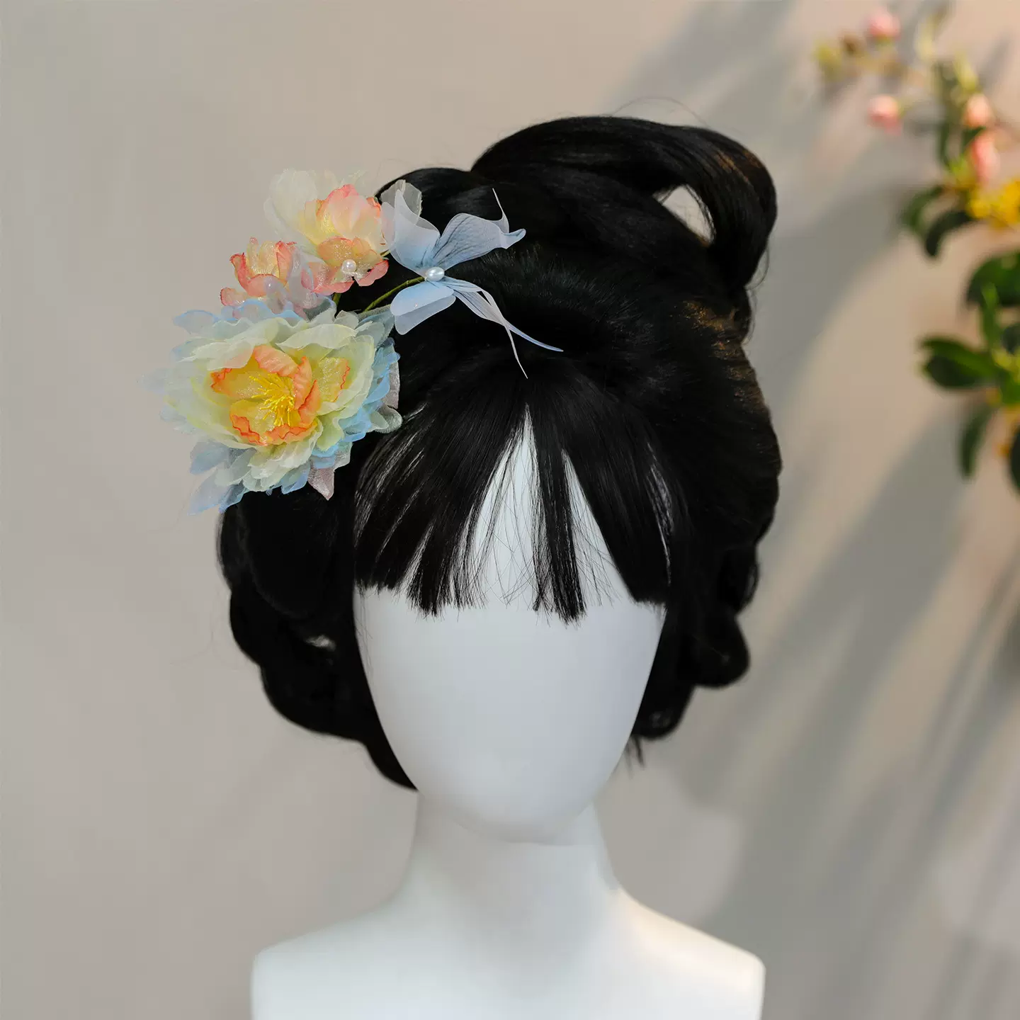 26春季原创设计纯手工制作古风温柔暖色牡丹发夹汉服头饰烫花发饰