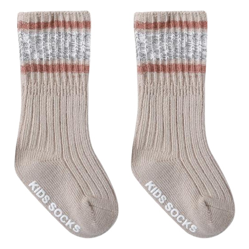 20 otoño e invierno nuevo doble aguja de tubo alto antideslizante bebé calcetines bebé antideslizante piso Calcetines niños calcetines de aguja gruesa