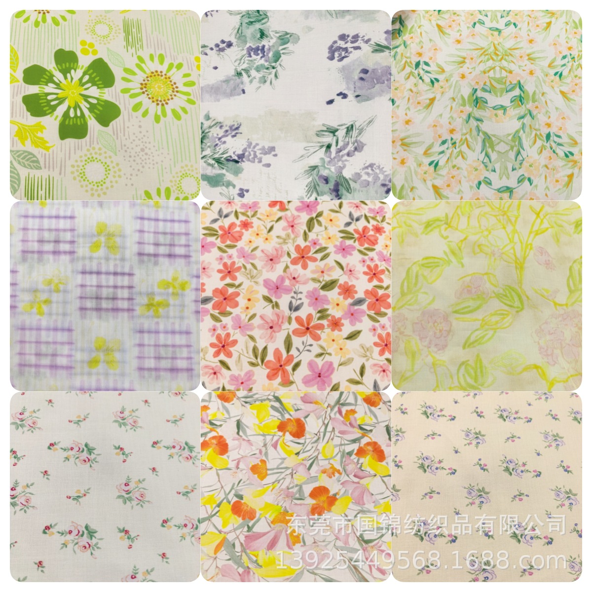 小清新格子印花布 纯棉60支仿天丝印花 童装女装服装家居服面料