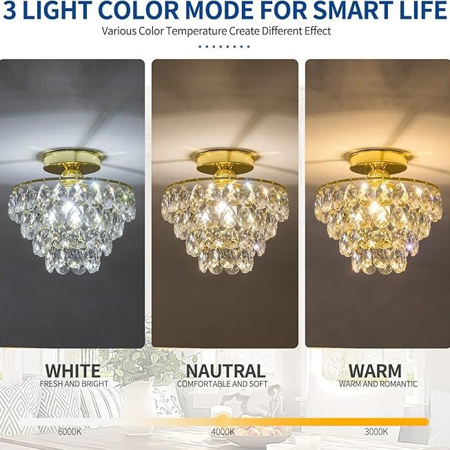 French-Style Modern Crystal Gold Pendant Light Semi-Embedded Ceiling Light Modern Lighting Fixture for Entryway, Living Room, Kitchen, Dining Room French-Style Modern Crystal Gold Pendant Light Semi-Embedded Ceiling Light Modern Lighting Fixture for Entryway, Living Room, Kitchen, Dining Room