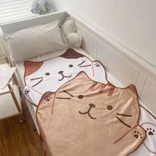 可爱小猫咪儿童盖毯 数码印花法兰绒毛毯 空调毯学生儿童礼物盖毯