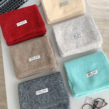 纯色围巾女冬季保暖加厚针织围脖系脖高级感仿羊绒2025新款批发