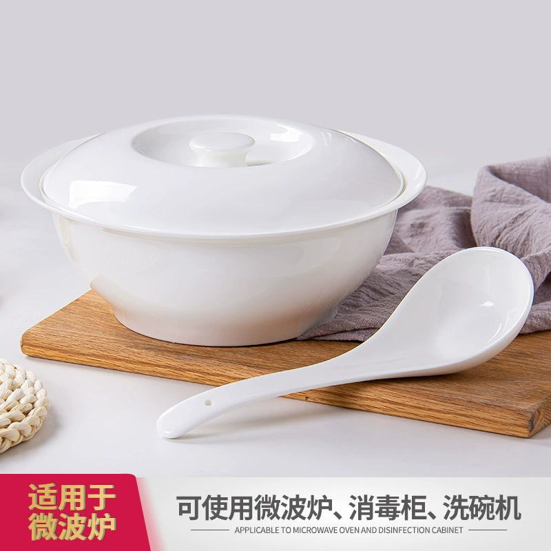 Доменная фарфоровая кость Jingdezhen: большая чаша для отваров и супов китайского стиля, чашка для супа из керамики, посуда для микроволновой печи и духовки