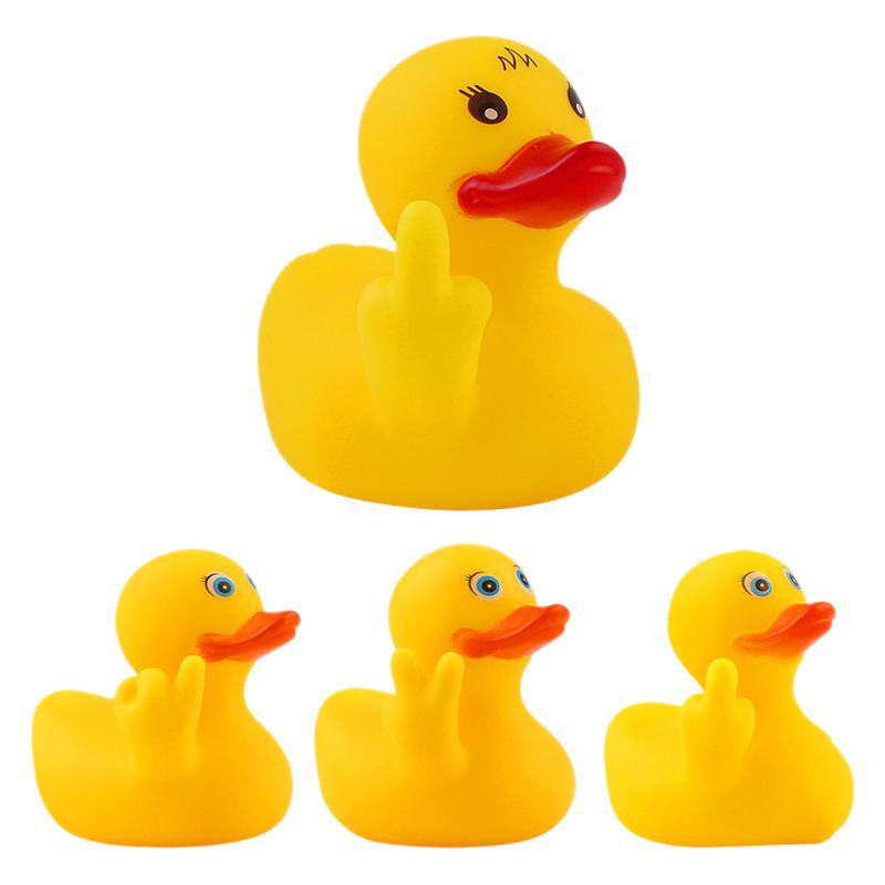 One big duck with three little gestures despises funny toys