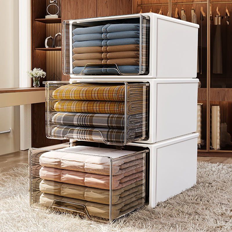 Cross-Border Wardrobe Storage Box Organizer Storage Box Drawer-Type Household Transparent Clothing Storage Cabinet Clothing Organizer Box