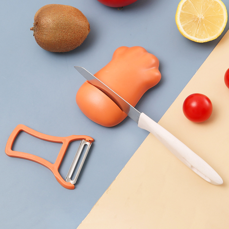 2 - en - 1 afilador de garras de gato de piedra creativo de corte multifuncional afilador de cuchillos base antideslizante gadget de cocina