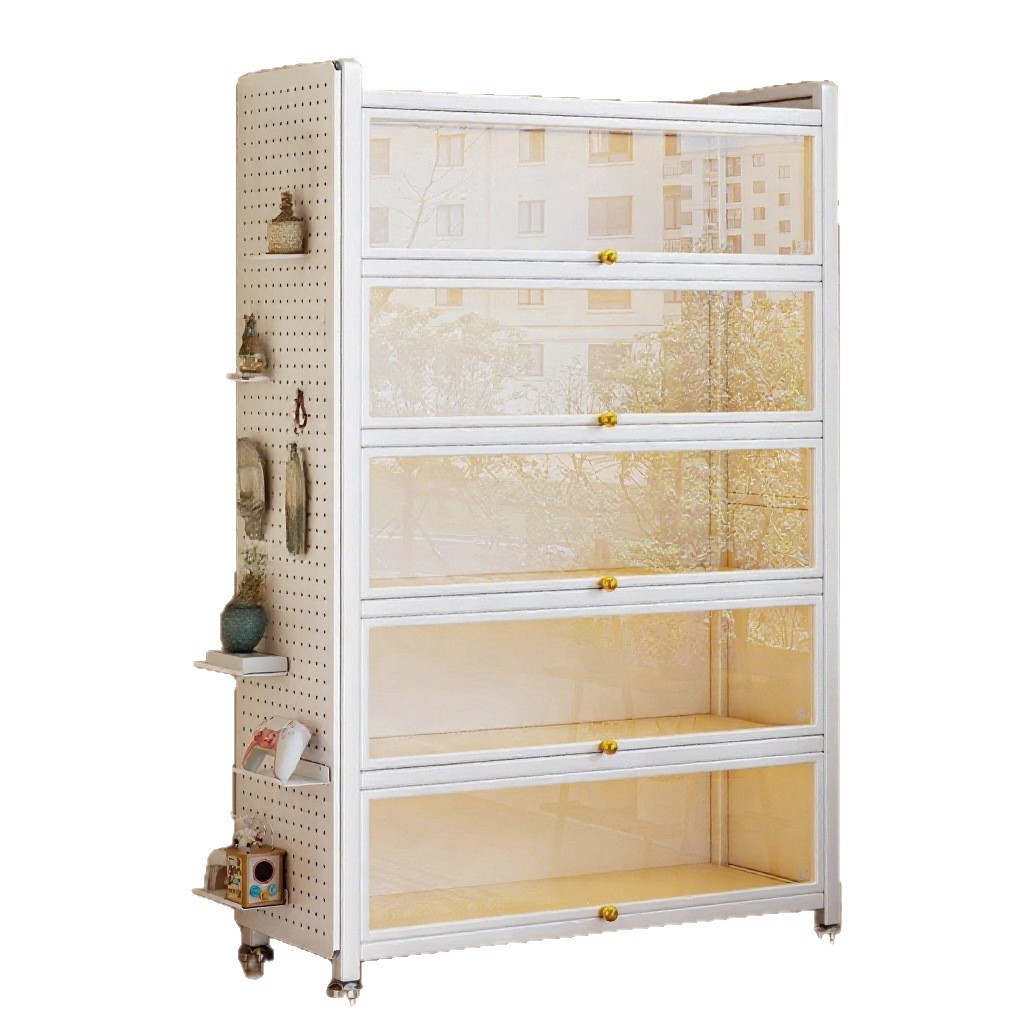 Steel Bookshelf with Transparent Glass and Doors, Dustproof Display Cabinet, Iron Storage Cabinet for Model Figurines 5