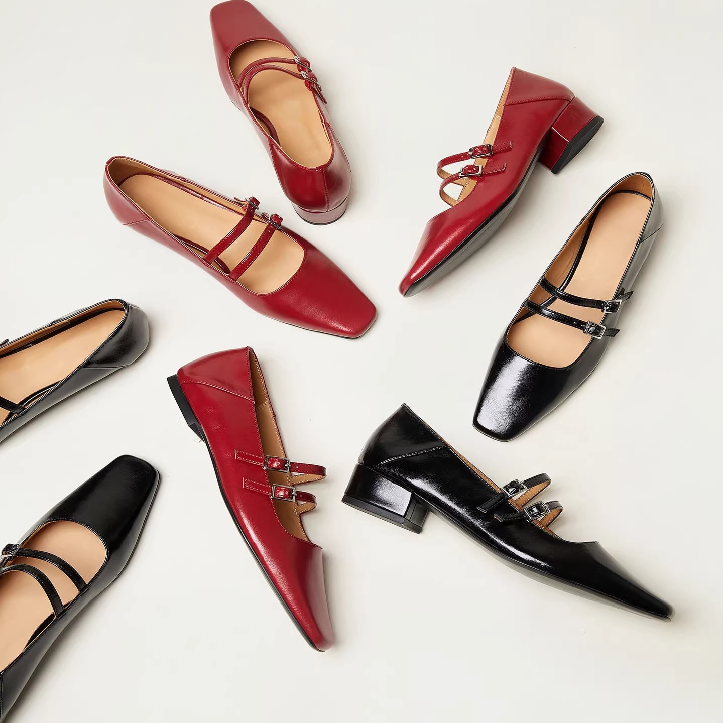 Exclusive high heels Chinese style flat square toe