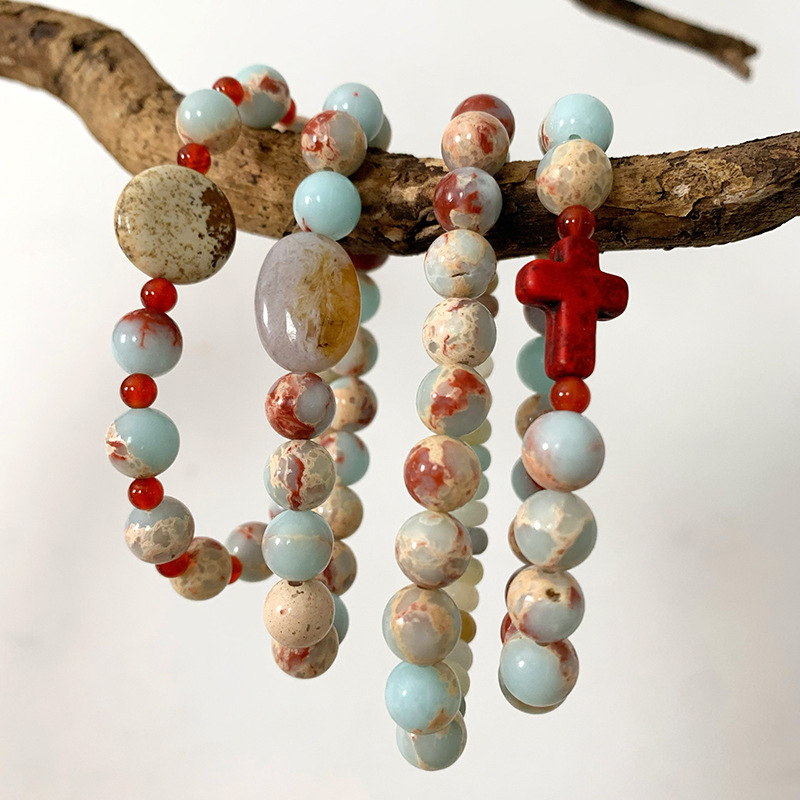 Ethnic Style Cross Agate Beaded Bracelets