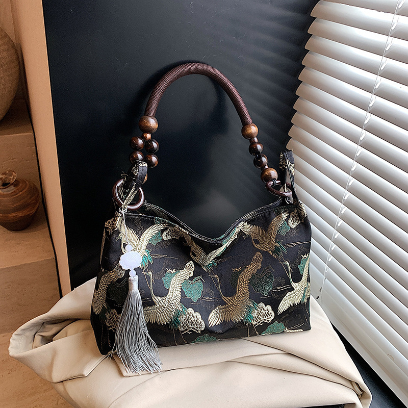 New Chinese-Style National Style Women's Bag 2026 New Casual Niche Handbag Fashion Simple Single-Shoulder Retro Pillow Bag
