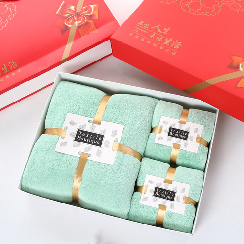 Coral velvet towel bath towel gift box wholesale souvenir towel wedding return gift towel gift custom logo