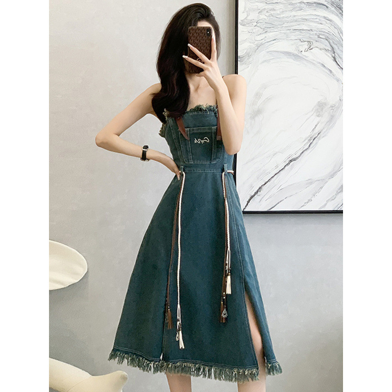 Breathable comfortable denim fashionable dress sleevless