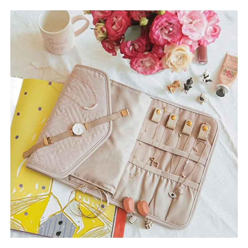 Moda Portátil Bolsa de joyería de gama alta de almacenamiento de joyas bolsa collar pendientes pulsera anillo joyería exquisita