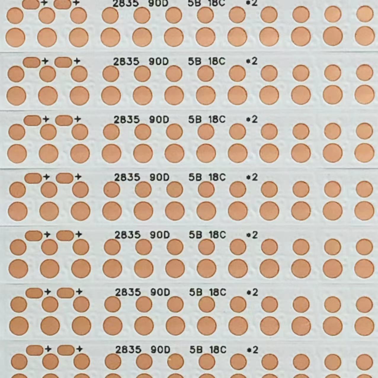 FPC软灯条板2835双色三线 5B18C*2 180D 558*6MM*40PCS 双面白膜