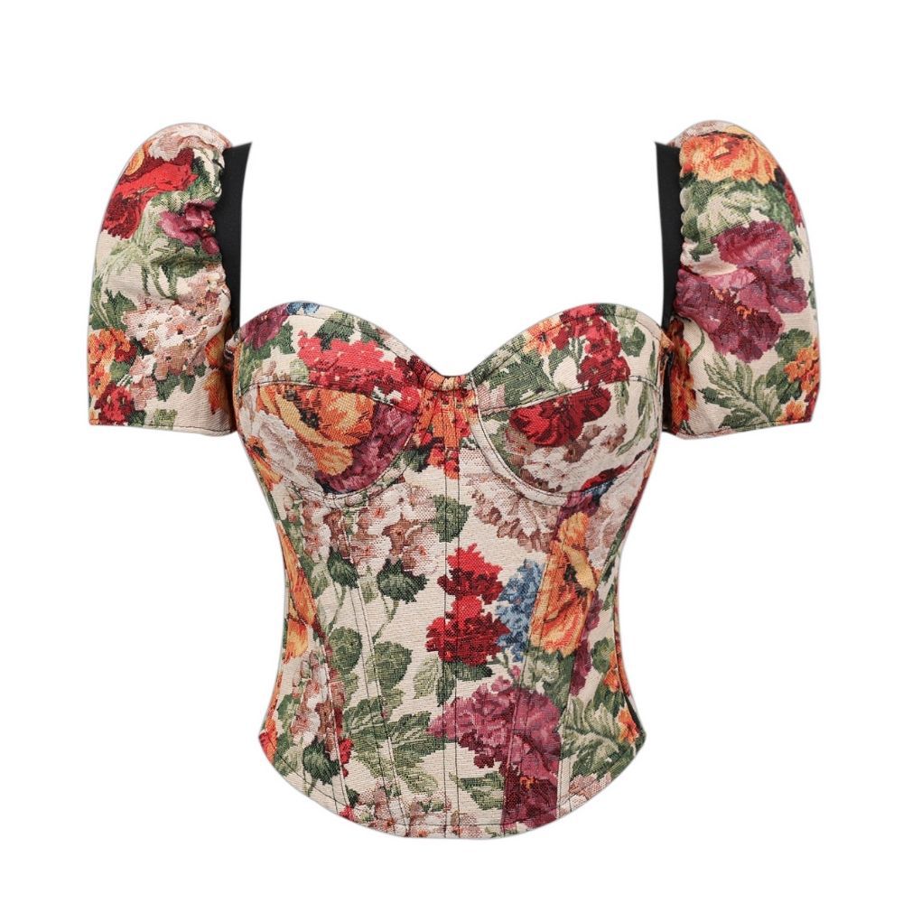 Nuevo óleo retrógrado hueso de pescado camisa mangas desmontables pechos doblados cintura delgada vestido hueso en forma de cuerpo brasero