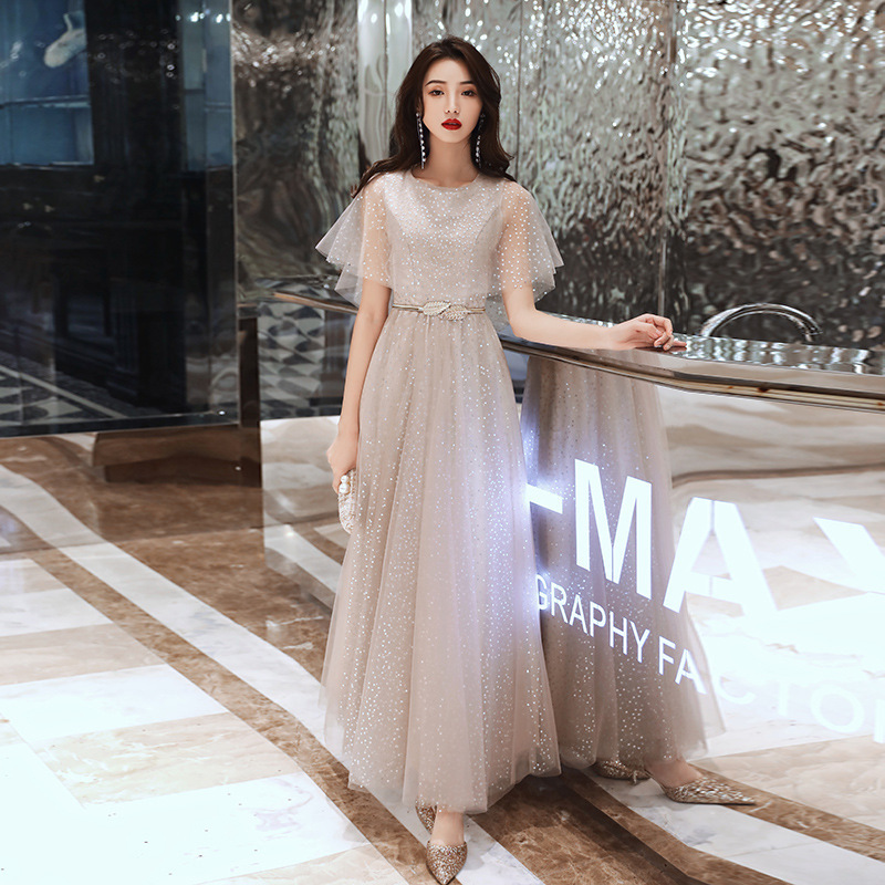 Evening dress banquet host princess birthday student noble fairy temperament bridesmaid dress chubby girl plus size can be worn at ordinary times