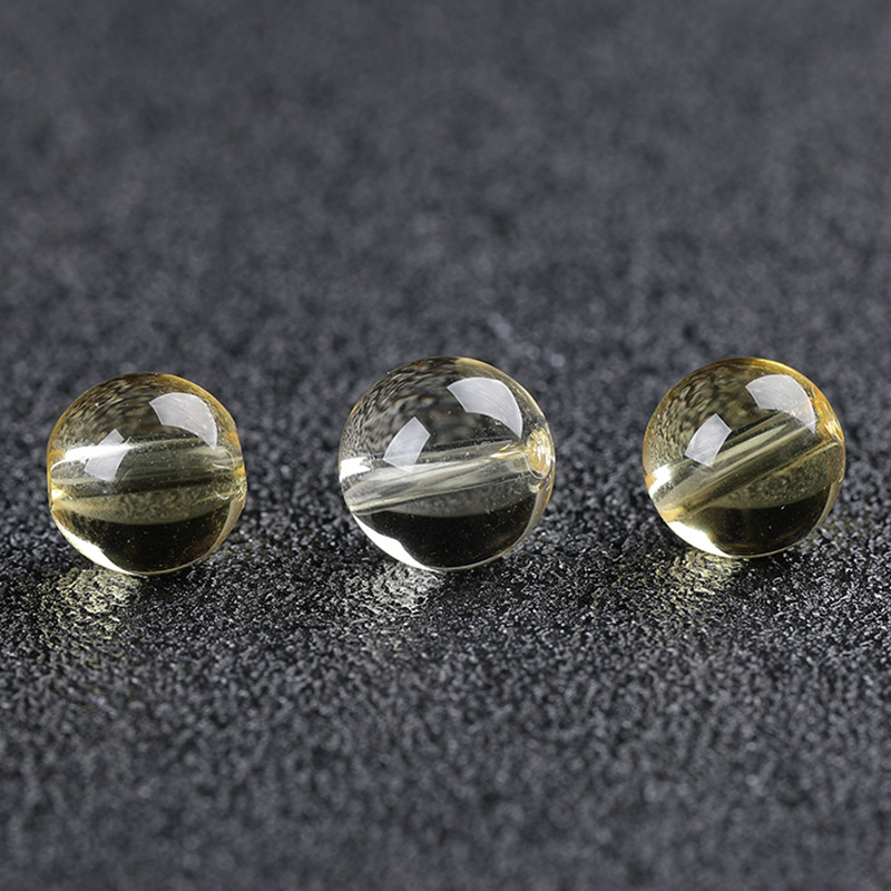 巴西檸檬黃水晶手鍊散珠半成品圓珠子財源珠手工編繩diy配件