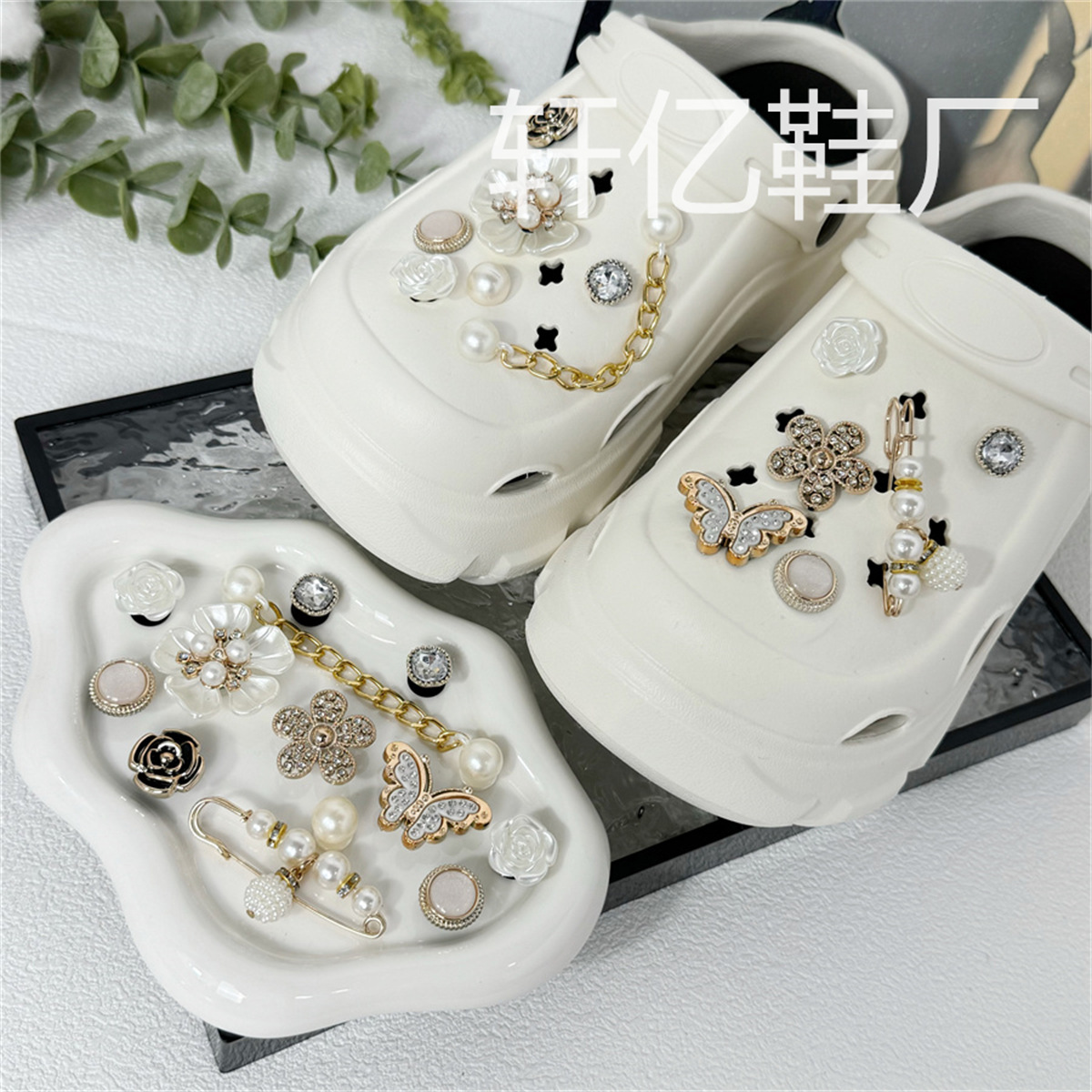 Nuevo ramo, zapatos de flores, agujeros de flores, accesorios de perlas tridimensionales de alta calidad, accesorios de bricolaje decorativos, zapatos de fragancia desmontables