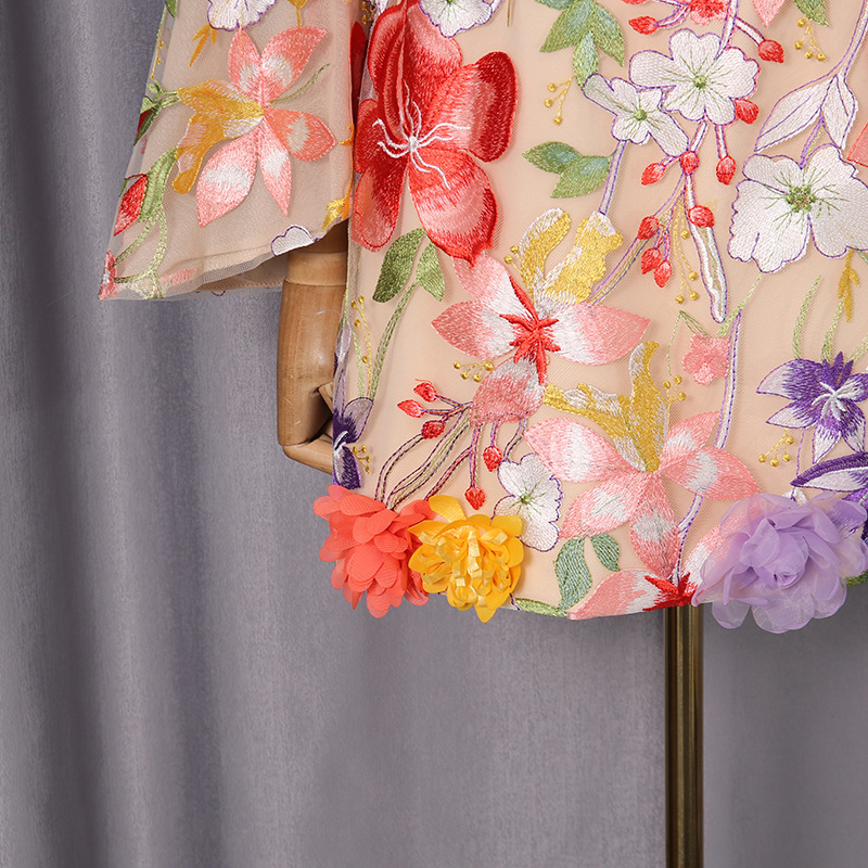 Three Dimensional Floral Cluster Embroidered Bell Sleeve Retro Dress off Neck Dress 26 Three Dimensional Floral Cluster Embroidered Bell Sleeve Retro Dress Off Neck Dress