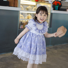 A 2024 Summer New Simple Lolita Short-Sleeve Dress for Girls, Spanish Style
