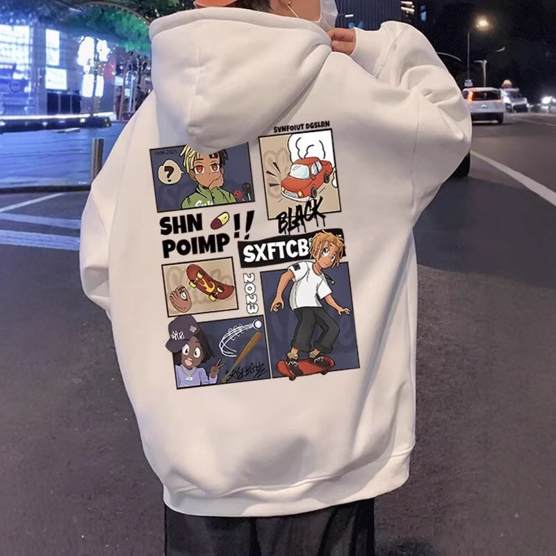 Hiphop 패션 브랜드 하이 스트리트 캐주얼 스웨트 셔츠 남성 봄과 가을 느슨한 미국 스타일 레트로 유행 후드 아메리칸 스타일 재킷