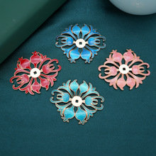 合金电泳高保滴油仿点翠景泰蓝蝴蝶花朵铜钱花片diy古风发簪配饰