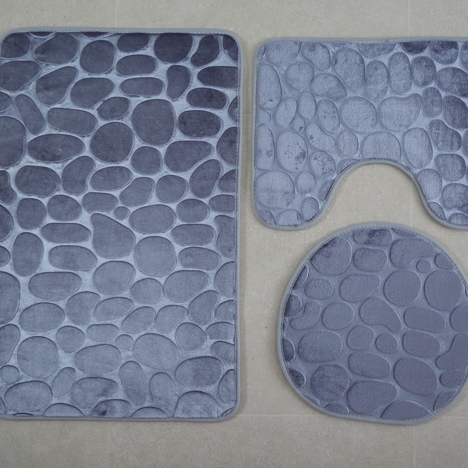 Transfronterizo Amazon 3D Pebble inodoro de tres piezas baño absorbente alfombra de piso baño antideslizante alfombra de piso esponja