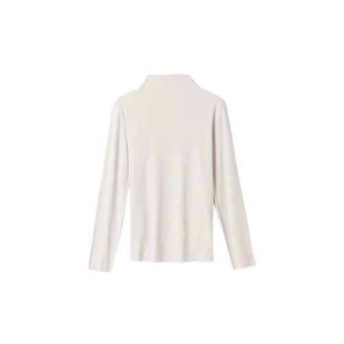 Half-height Collar Double-Faced Fleece Autumn/Winter Base Shirt for Women, Warm and Fitting, Long-Sleeved Top with Small Upright Collar for Autumn/Winter Women's Wear