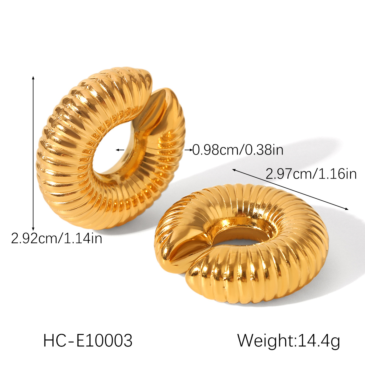 Pendientes de pinzas de oreja huecas de acero inoxidable clásico de moda europea y americana