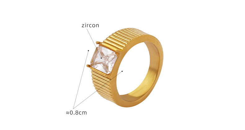 Mode Carré Acier Au Titane Anneaux Incruster Zircon Anneaux En Acier Inoxydable display picture 1