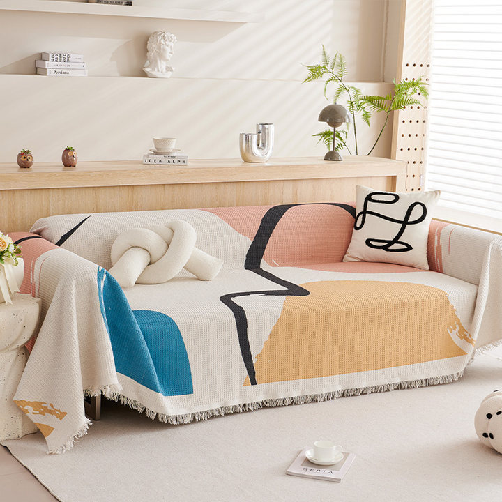 ins simple toalla de sofá cuatro estaciones todo incluido en una pieza de sofá cubierta Waffle impresa cubierta de sofá