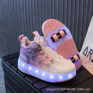 Factory a generation of cheap four walking shoes charging girls shoes manual disassembly skates student two-wheel pulley shoes